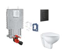 Grohe Uniset - Set bâti-support, cuvette, abattant SoftClose et plaque de déclenchement Even et kit pour insertion de tablette, phantom black SANI15BB5113