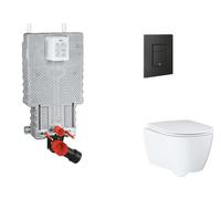 Grohe Uniset - Set bâti-support, cuvette, abattant SoftClose et plaque de déclenchement Even, phantom black SANI15BB5110