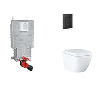Grohe Uniset - Set bâti-support, cuvette, abattant SoftClose et plaque de déclenchement Even, Triple Vortex, phantom black SANI15BB5104
