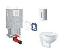 Grohe Uniset - Set bâti-support, cuvette, abattant SoftClose et plaque de déclenchement Skate Cosmopolitan et kit pour insertion de tablette, chrome SANI15BB2113