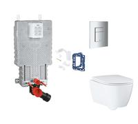 Grohe Uniset - Set bâti-support, cuvette, abattant SoftClose et plaque de déclenchement Skate Cosmopolitan et kit pour insertion de tablette, chrome SANI15BB2119