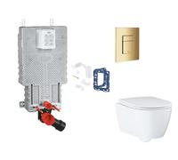 Grohe Uniset - Set bâti-support, cuvette, abattant SoftClose et plaque de déclenchement Skate Cosmopolitan et kit pour insertion de tablette, Cool Sunrise SANI15BB4131