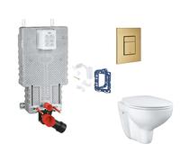 Grohe Uniset - Set bâti-support, cuvette, abattant SoftClose et plaque de déclenchement Skate Cosmopolitan et kit pour insertion de tablette, Cool Sunrise Brossé SANI15BB4121