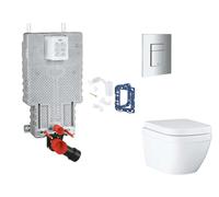 Grohe Uniset - Set bâti-support, cuvette, abattant SoftClose et plaque de déclenchement Skate Cosmopolitan et kit pour insertion de tablette, Triple Vortex, chrome SANI15BB2115
