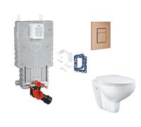 Grohe Uniset - Set bâti-support, cuvette, abattant SoftClose et plaque de déclenchement Skate Cosmopolitan et kit pour insertion de tablette, Warm Sunset Brossé SANI15BB4123