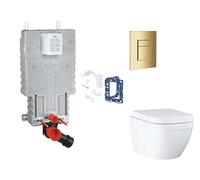 Grohe Uniset - Set bâti-support, cuvette, abattant SoftClose et plaque de déclenchement Skate Cosmopolitan et kit pour insertion de tablette, Triple Vortex, Cool Sunrise SANI15BB4125