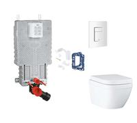 Grohe Uniset - Set bâti-support, cuvette, abattant SoftClose et plaque de déclenchement Skate Cosmopolitan et kit pour insertion de tablette, Triple Vortex, blanc alpin SANI15BB3120