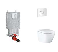 Grohe Uniset - Set bâti-support, cuvette, abattant SoftClose, plaque de déclenchement Arena Cosmopolitan, Triple Vortex, blanc alpin SANI15BB3108