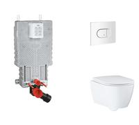Grohe Uniset - Set bâti-support, cuvette, abattant SoftClose, plaque de déclenchement Arena Cosmopolitan, blanc alpin SANI15BB3116