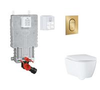 Grohe Uniset - Set bâti-support, cuvette, abattant SoftClose, plaque de déclenchement Arena Cosmopolitan S, Cool Sunrise brossé SANI15BB4119