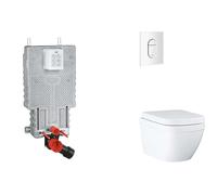 Grohe Uniset - Set bâti-support, cuvette, abattant SoftClose, plaque de déclenchement Arena Cosmopolitan, Triple Vortex, blanc alpin SANI15BB3106