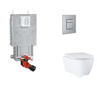 Grohe Uniset - Set bâti-support, cuvette, abattant SoftClose, plaque de déclenchement Skate Cosmopolitan, inox brossé SANI15BB2112