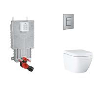 Grohe Uniset - Set bâti-support, cuvette, abattant SoftClose, plaque de déclenchement Skate Cosmopolitan, Triple Vortex, inox brossé SANI15BB2106