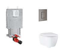 Grohe Uniset - Set bâti-support, cuvette, abattant SoftClose, plaque de déclenchement Skate Cosmopolitan, Hard Graphite brossé SANI15BB5111