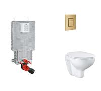 Grohe Uniset - Set bâti-support, cuvette, abattant SoftClose, plaque de déclenchement Skate Cosmopolitan, Cool Sunrise brossé SANI15BB4101