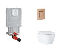Grohe Uniset - Set bâti-support, cuvette, abattant SoftClose, plaque de déclenchement Skate Cosmopolitan, Warm Sunset brossé SANI15BB4118