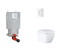Grohe Uniset - Set bâti-support, cuvette, abattant SoftClose, plaque de déclenchement Skate Cosmopolitan, Triple Vortex, blanc alpin SANI15BB3105