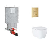 Grohe Uniset - Set bâti-support, cuvette, abattant SoftClose, plaque de déclenchement Skate Cosmopolitan, Cool Sunrise brossé SANI15BB4116
