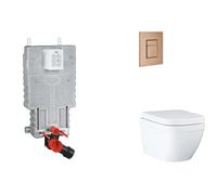 Grohe Uniset - Set bâti-support, cuvette, abattant SoftClose, plaque de déclenchement Skate Cosmopolitan, Triple Vortex, Warm Sunset brossé SANI15BB4108