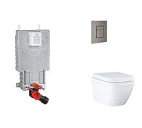 Grohe Uniset - Set bâti-support, cuvette, abattant SoftClose, plaque de déclenchement Skate Cosmopolitan, Triple Vortex, Hard Graphite brossé SANI15BB5105