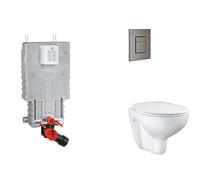 Grohe Uniset - Set bâti-support, cuvette, abattant SoftClose, plaque de déclenchement Skate Cosmopolitan, Hard Graphite brossé SANI15BB5102