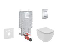 Grohe Uniset - Set de bâti-support, WC suspendu Rimless + abattant Ideal Standard Tesi, plaque de déclenchement Skate Cosmopolitan, chrome 38643SET-KE