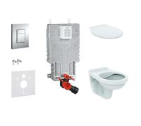 Grohe Uniset - Set d'installation pré-murale, cuvette Alpha avec abattant, plaque de déclenchement Skate Cosmopolitan, chrome 38643SET-KR