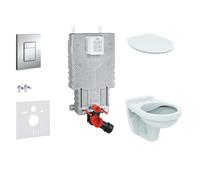 Grohe Uniset - Set d'installation pré-murale, cuvette Alpha avec abattant, plaque de déclenchement Skate Cosmopolitan, chrome 38643SET-KD