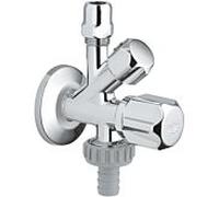 Grohe Vanne d'équerre combinée WAS 22033000 3/8" x 3/8" x 3/4", chromé , rosace murale, non autocollante