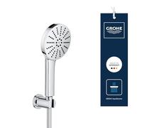GROHE Vitalio 1348650000 Joy+ 120 Ensemble de support mural et douchette avec douchette de 120 mm, 3 pulvérisations, économie d'eau 6,3 l/min, protection contre les brûlures, tuyau 1,5 m, pression min