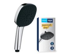Grohe - Vitalio Comfort 110, Pommeau de Douche Cube 11cm 3 jets (Pluie/Stimulant/Massage), Economie d'Eau, Procédé anti-calcaire, Système de montage universel, Chromé, 26092001