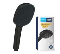 GROHE Vitalio Comfort 110 QuickFix - Douchette à main (tête carrée 11 cm 2 jets : Rain & Jet, système anticalcaire, anneau en silicone, système de montage universel), Noir Mat, 269272434