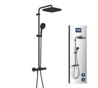 Colonne de douche avec mitigeur thermostatique - Economie d'eau - GROHE Vitalio Comfort 250 - Noir Mat - 266962431