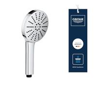 GROHE Vitalio Joy+ 120 6 Pomme de docuhe 3 Jets : Pluie, Jet, Booster (⌀120 mm, Économie d’Eau 7,9 l/min, Protection Anti-Brûlure, Montage Universel), Chrome, 1348640000