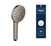 GROHE Vitalio Joy+ 120 - Douchette à main 3 jets - Pluie, Jet, Booster) (Ø120 mm, Économie d’eau 6,3 l/min, Protection anti-brûlure, Fixation universelle), Anthracite, 134863AL00
