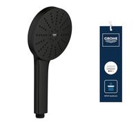 GROHE Vitalio Joy+ 120 - Douchette à main 3 jets - Pluie, Jet, Booster (Ø120 mm, Économie d’eau 7,9 l/min, Protection anti-brûlure, Fixation universelle), Noir Mat, 1348642430