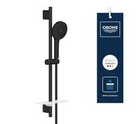 GROHE Vitalio Joy+ 120 - Set de douche avec barre 60 cm et tablette + Douchette 3 jets : Pluie, Jet, Booster (Économie d’eau 6,3 l/min, Protection anti-brûlure, Flexible 1,75 m), Noir Mat, 1348662430
