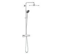 GROHE Colonne de douche avec mitigeur thermostatique Vitalio System 310, tablette incluse, tête de douche 310mm, barre orientable, douchette Vitalio Joy 310 3 jets, chromé, 26401001 (Import Allemagne)
