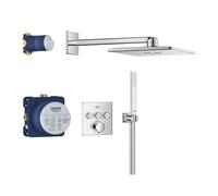 Grohe Vitalio SmartActive - Set de douche avec thermostat encastré, 31x31 cm, 2 jets, chrome 34875000