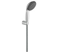 GROHE Vitalio Start 100 Ensemble de Douche (Pommeau de Douche 1 jet Economie d’eau, Support de Douche Mural Universel, Flexible de douche VitalioFlex Trend 1.75m), Chromé, 27944000
