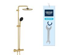 GROHE Vitalio Start 250 Colonne de Douche, Doré Brossé, 26677GN1 | Douche de tête 250 mm, douchette 110 mm à 2 jets, température constante TurboStat, SafeStop, protection ShockProof