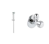 GROHE Vitalio Trigger Spray 30 Ensemble Pommeau de Douche, Chromé, 26175001 & Robinet d'Arrêt 1/2 Pouces 22029000, Argent
