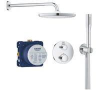 Grohtherm Set de douche encastré avec mitigeur thermostatique, douche de tête XXL 250 et douchette, Chrome (34727000-XXL2)