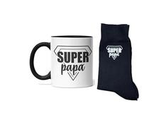Groovy crea Coffret Cadeau Super Papa - Mug + Chaussettes - Idée Cadeau Fête des Pères, Anniversaire ou Naissance - Humour père - Pack Original Papa Héros