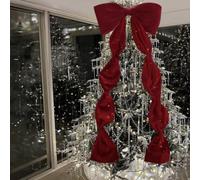 Gros Noeud Rouge Noel, 180 Cm Nœud pour Cime d'arbre De Noël, Nœuds De Noël Géants en Velours, Grandes Décorations De Vacances, pour Couronne De Porte, Arbres, Décoration De Festival Suspendue