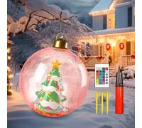 Grosse Boule de Noel Gonflable, CJBIN 60cm Boule de Noël Gonflable Géante Lumineuse, 16 Couleurs Boule de Noel Exterieur Gonflable avec Télécommande,Pompe,Piquets, Decoration Noel pour Maisons Cour