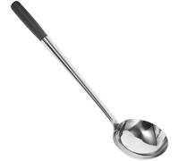 Grosse Cuillère à Wok en Acier Inoxydable, Manche Bois | Ustensile Cuisine Inox, Prise en Main Confortable, Facile à Nettoyer, pour Cuisines et Restaurants