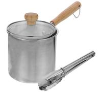 Grosse Friteuse Inox 26,7x14x12,5cm avec Couvercle et pince | Compatible Induction, Poignée Isolante Ergonomique, Évacuation Pratique de L’Huile, Finition Polie Cuisine Familiale