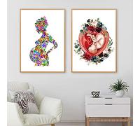 Grossesse aquarelle imprimé floral Wall Art sage-femme cadeau gynécologue Doula éducation médicale affiche toile peinture décoration murale sans cadre-30x40cmx2