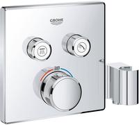 Grotherm Smartcontrol - facade avec mitigeur thermostatique encastré 2 sortie et support de douchette intégré chromé 29125000